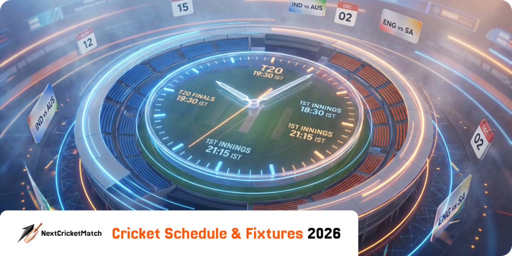 Digital cricket schedule and fixtures 2026